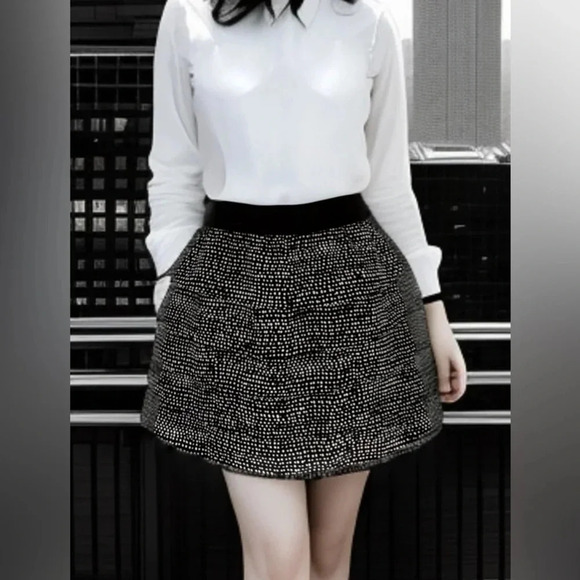 Central Park West/ Black and white polka dot/ Layered mini skirt/ Size US XS - Picture 3 of 8